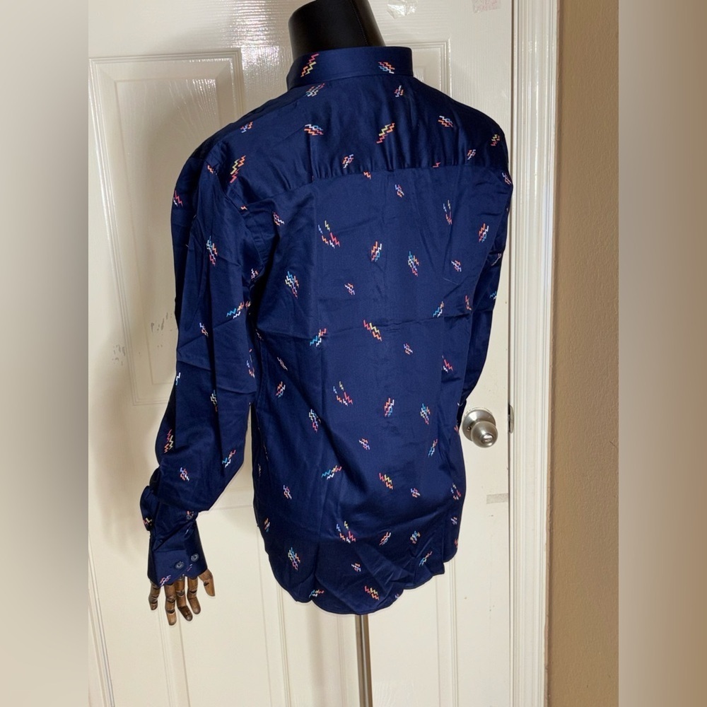 Eight X Modern Classic Button Down Shirt Color Navy Size L - Picture 3 of 10